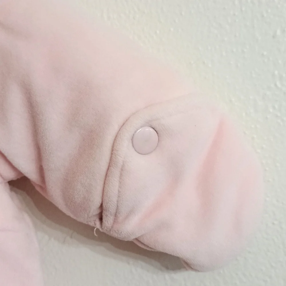 Vintage Carter's Pink Velour Plush Soft Snowsuit Girls 3-6 Mo Hooded Bunny